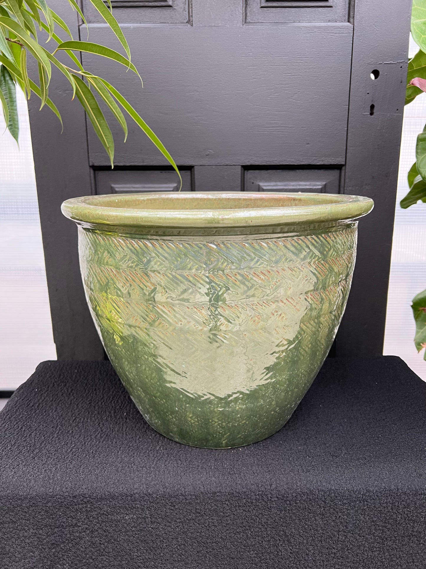 15" Green Futhara Basket Planter