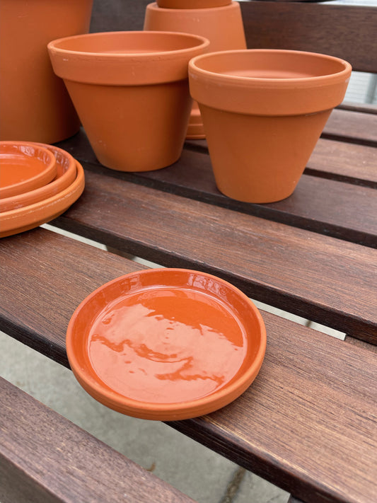 3.5" German Terracotta Inner Glazed Saucer