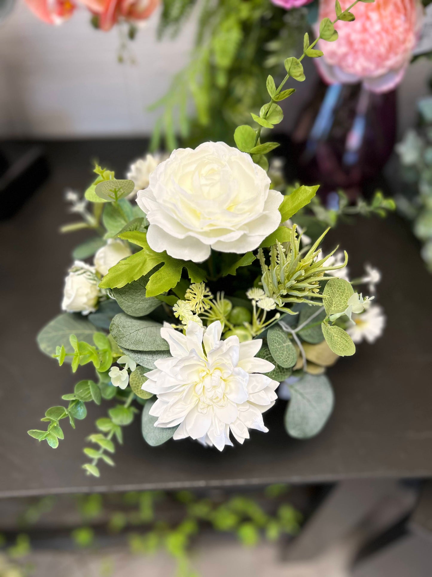 Flower Arrangement in Glass Vase