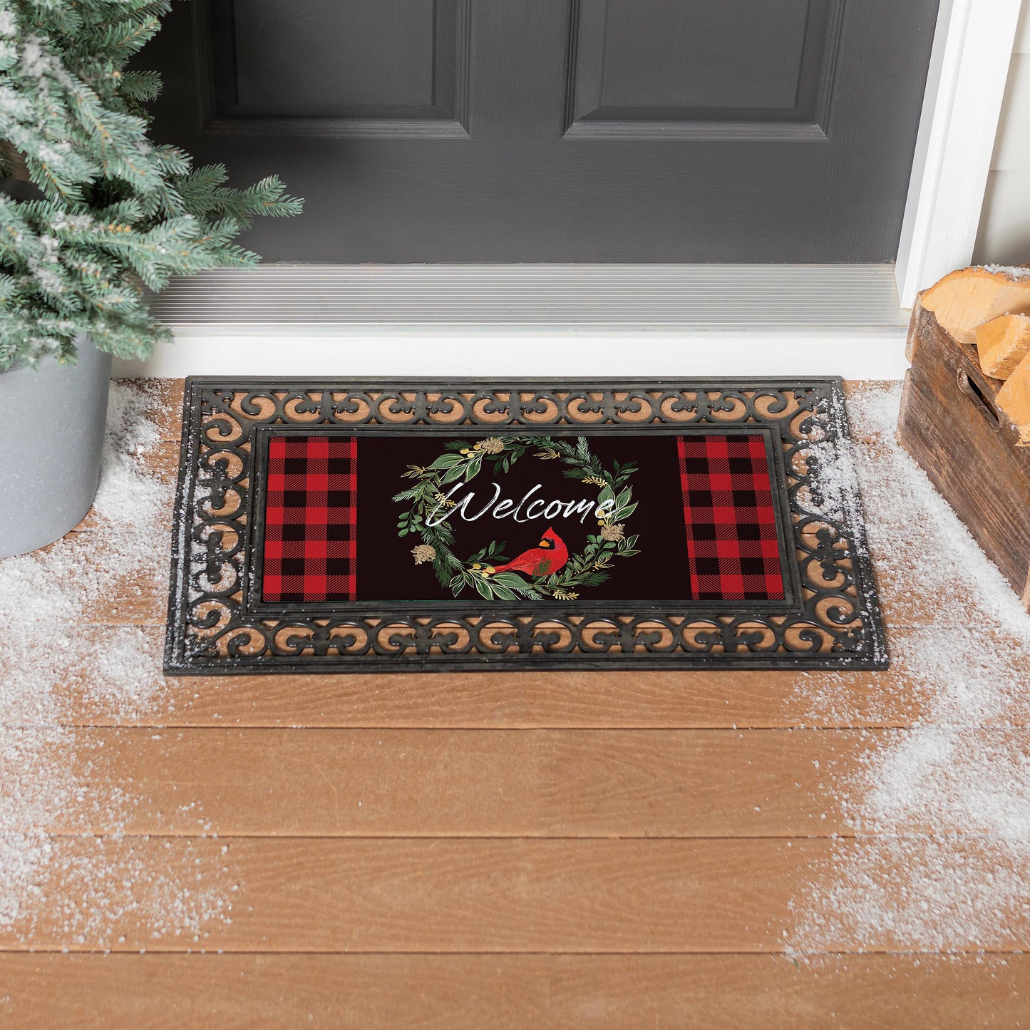 Welcoming Cardinal Wreath Sassafras Switch Mat