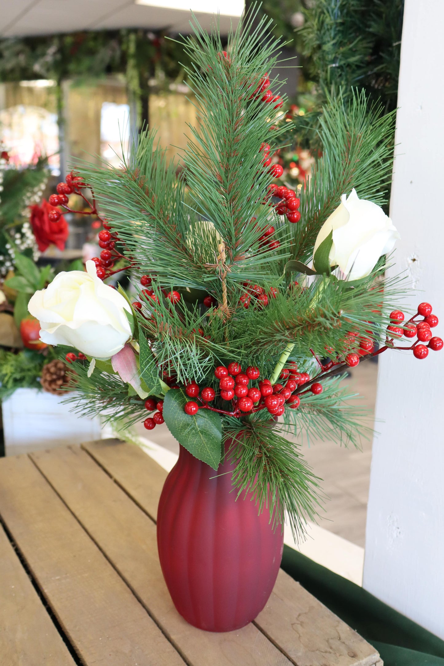 White Roses & Berries