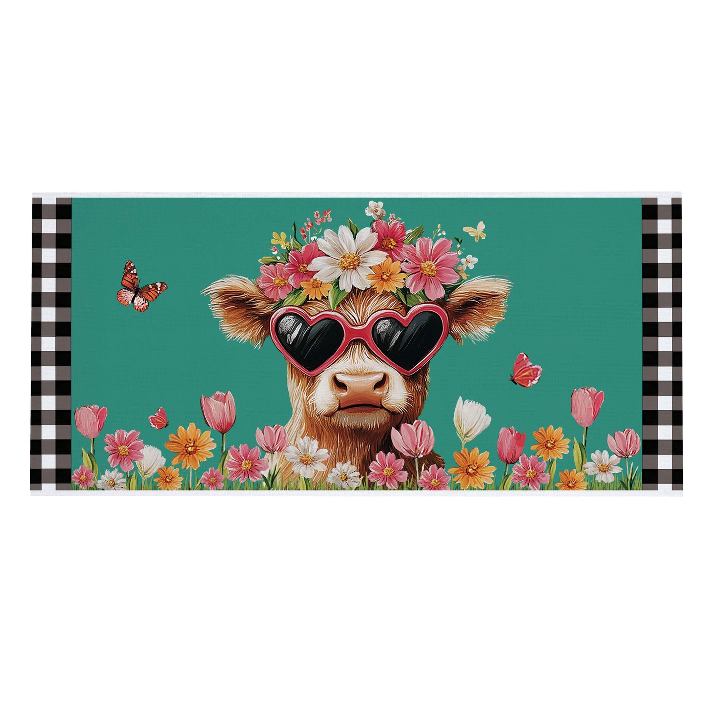 Floral Sunglasses Highland Cow Switch Mat