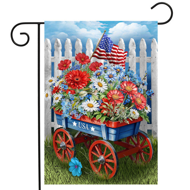 Patriotic Wagon Garden Flag
