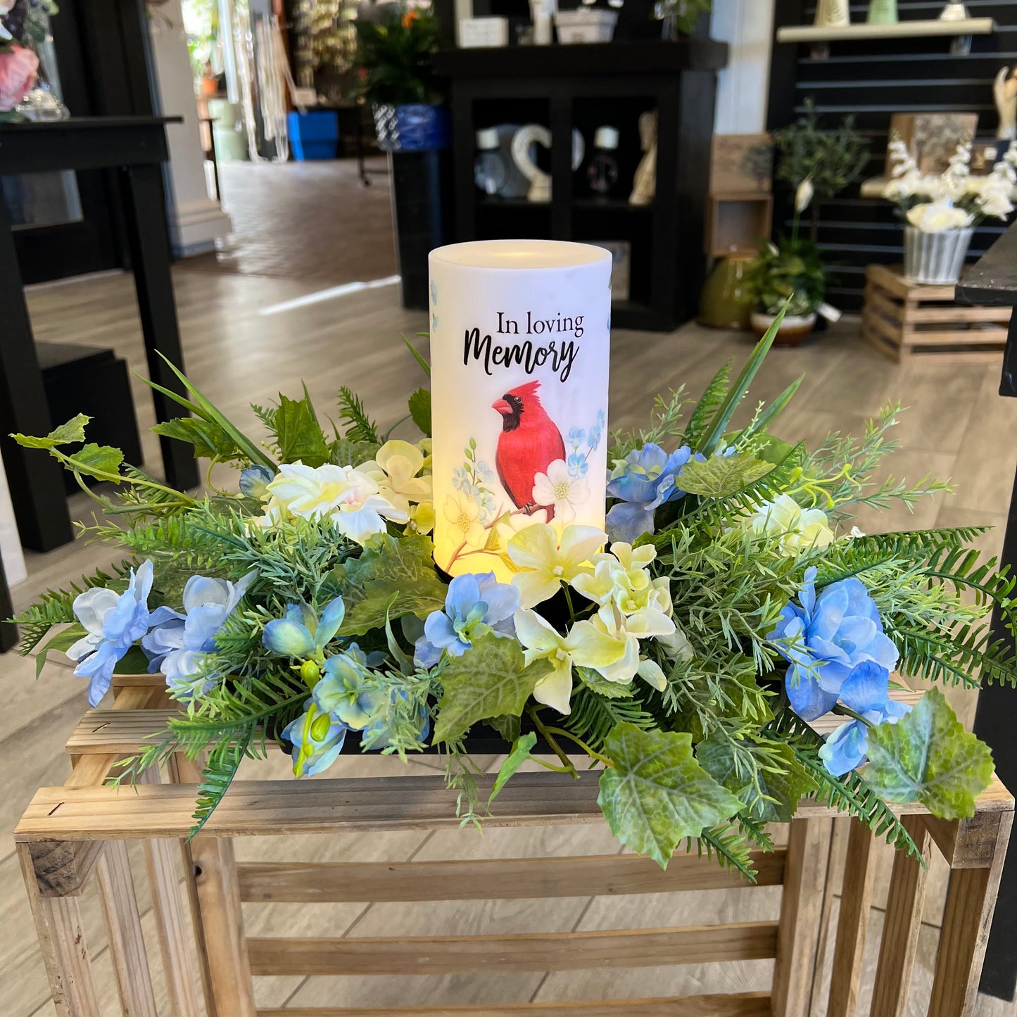 'In Loving Memorial' Cardinal Arrangement