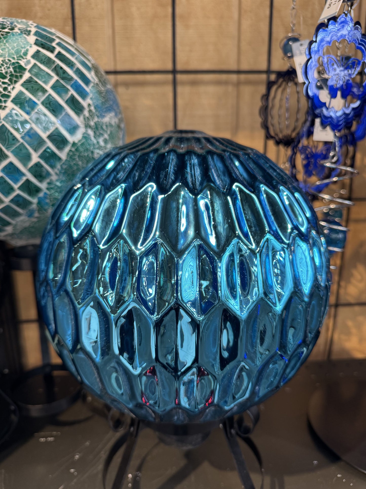10" Blue Dimple Glass Gazing Ball