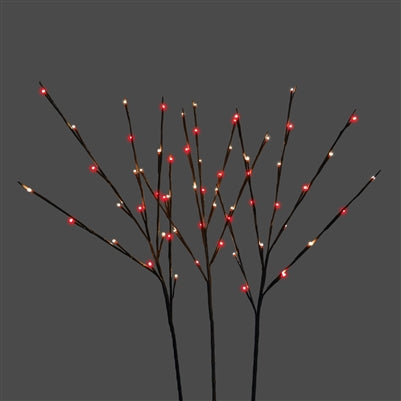 Red & Warm White LED Twigs - Set of 3