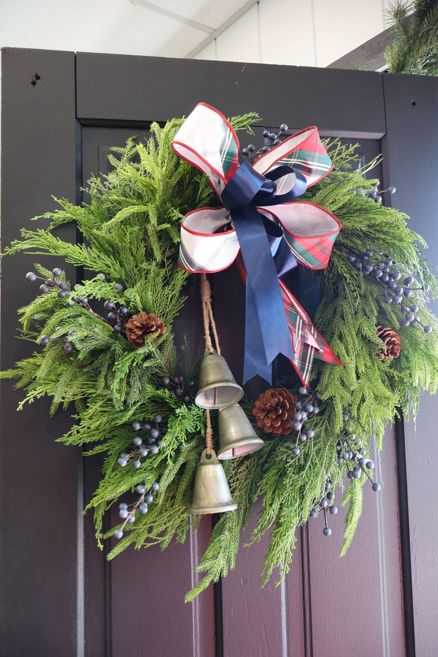 Norfolk Pine Wreath with Bells