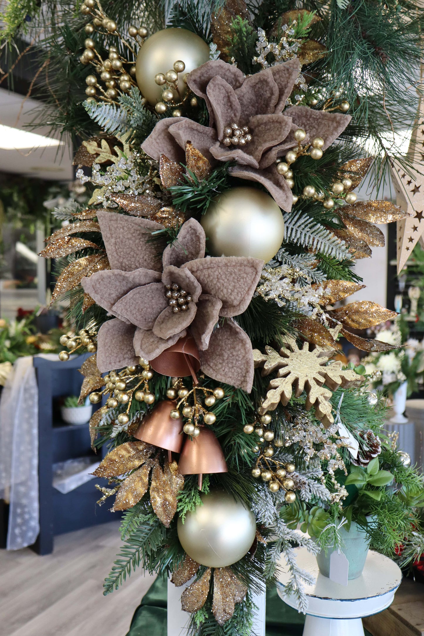 Gold & Copper with Poinsettias