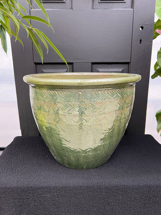 15" Green Futhara Basket Planter