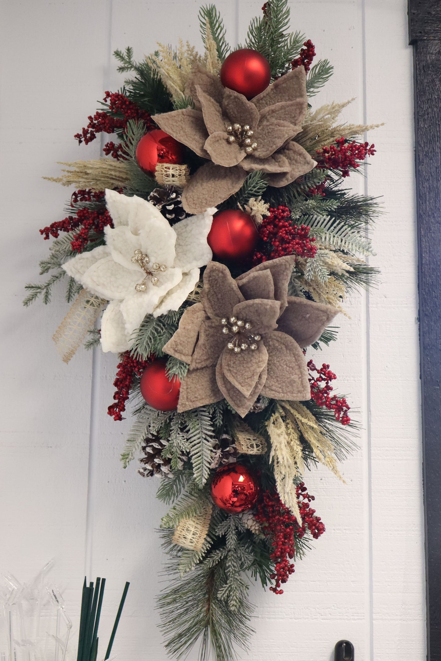 Red Berries, Pinecones, & Poinsettias