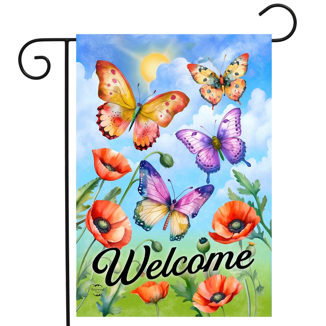 Butterflies & Poppies Welcome Garden Flag