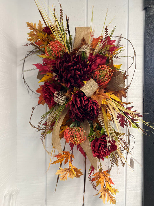 Fall Swag with Burlap Ribbon