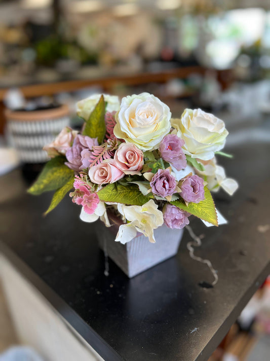 Roses in a Square Pot