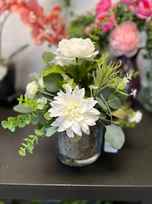 Flower Arrangement in Glass Vase