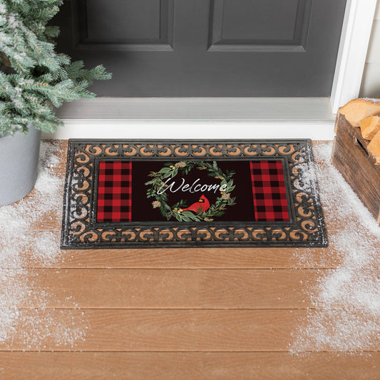 Welcoming Cardinal Wreath Sassafras Switch Mat