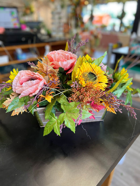 Poppies & Sunflowers in Rectangle