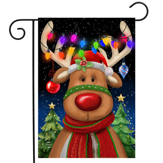Festive Reindeer Garden Flag