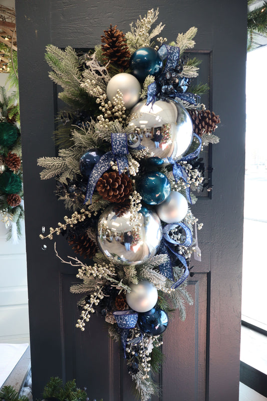 Blue & Silver with Pinecones