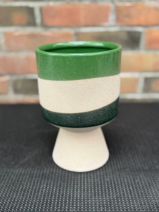 5" Mirage Pedestal Pot - Green