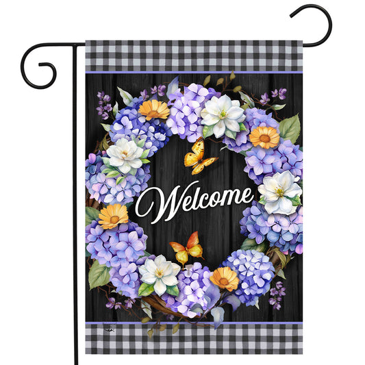 Hydrangea Wreath Garden Flag