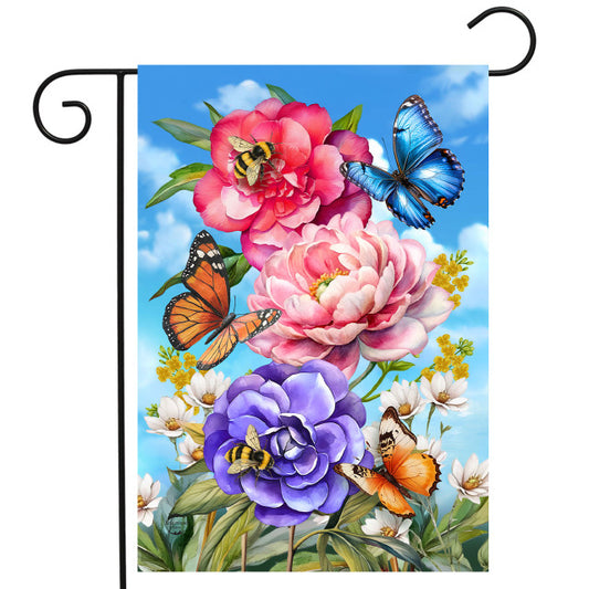 Butterflies & Peonies Garden Flag