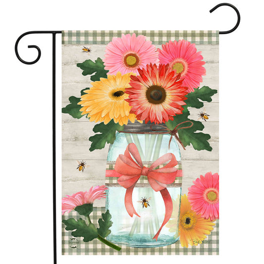 Daisies & Bees Jar Garden Flag
