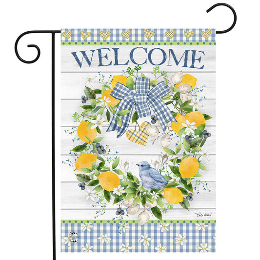 Bluebird Lemon Wreath Garden Flag