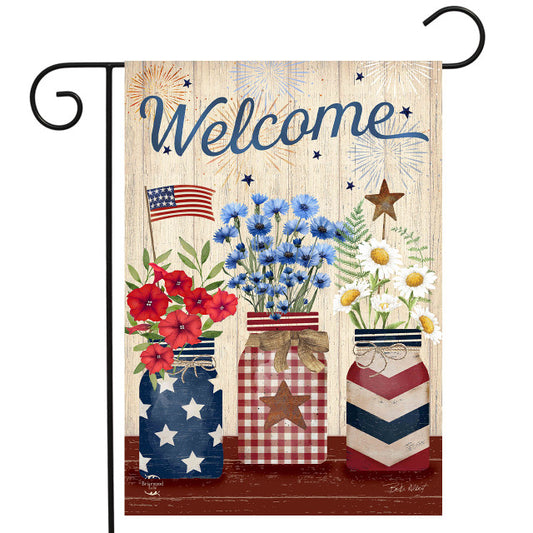 Welcome American Mason Jars Garden Flag