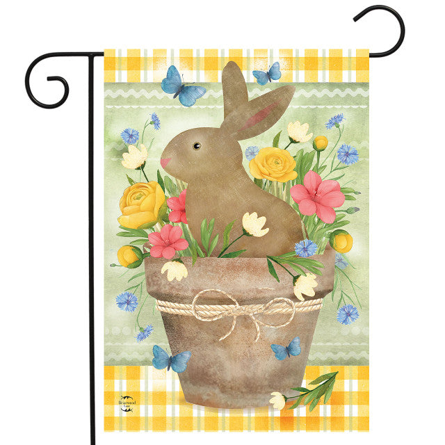 Flowerpot Bunny Garden Flag