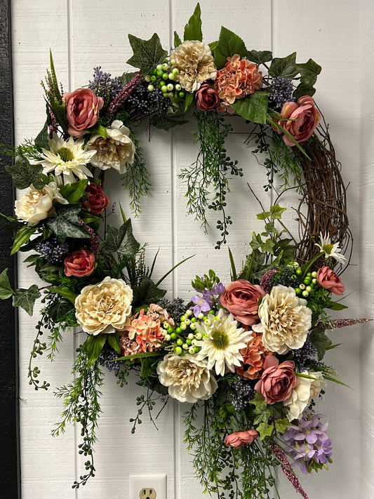 Pink, Cream, & Purple Wreath