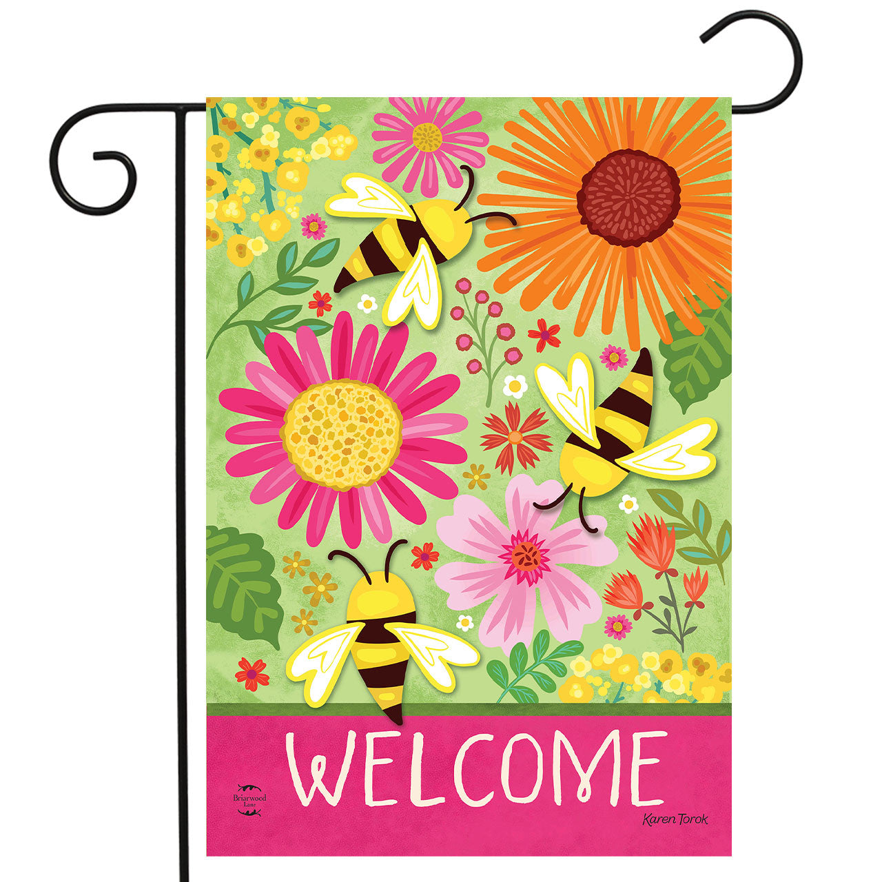 Buzzing Blooms Garden Flag