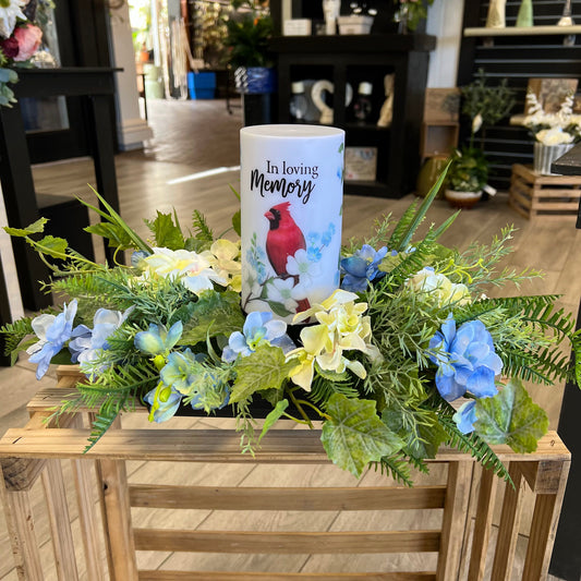 'In Loving Memorial' Cardinal Arrangement