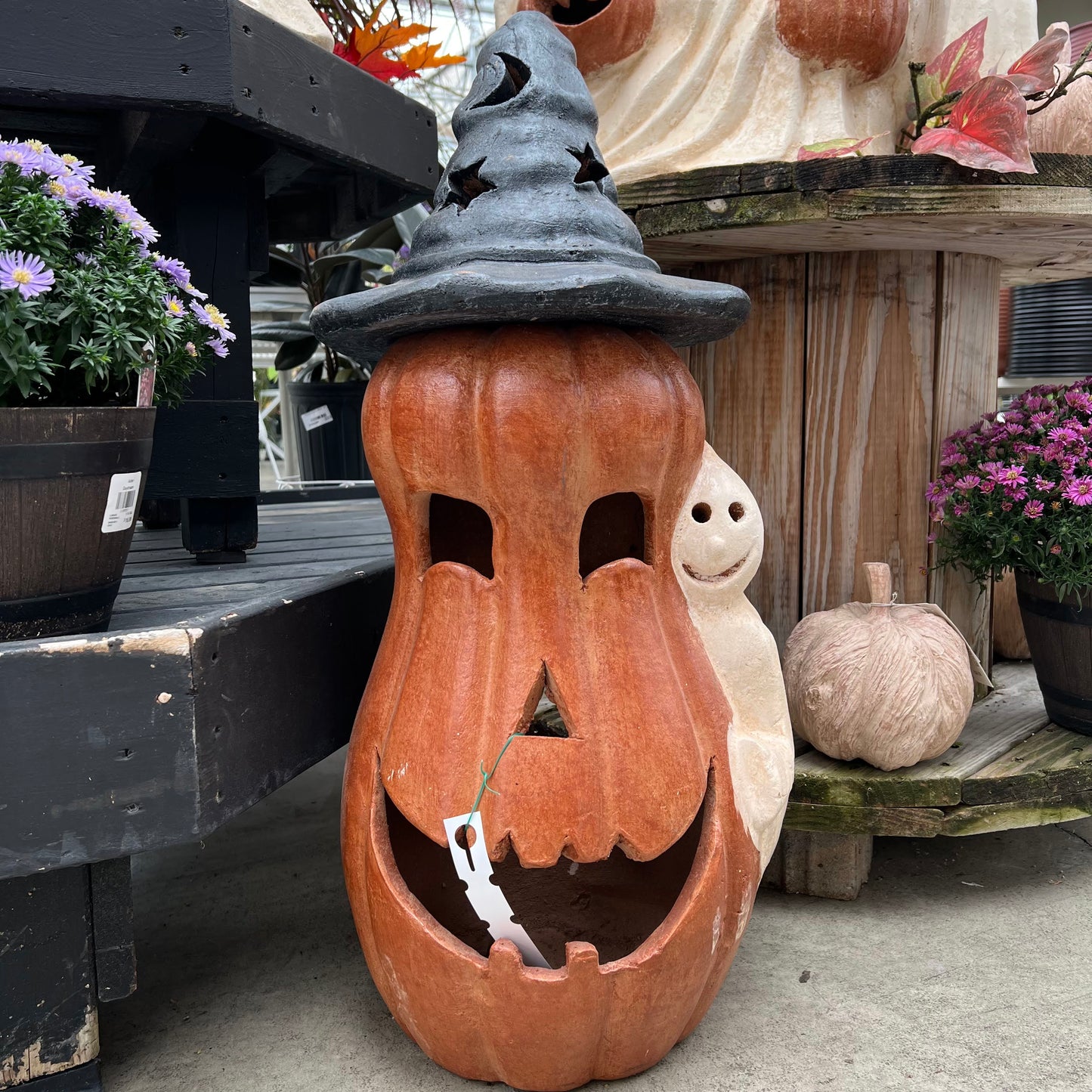 Tall Pumpkin with Ghost 30"