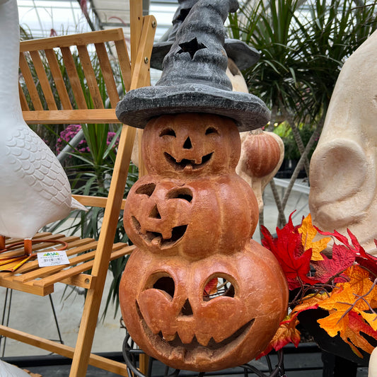 Pumpkin Stack with Witch Hat 25"