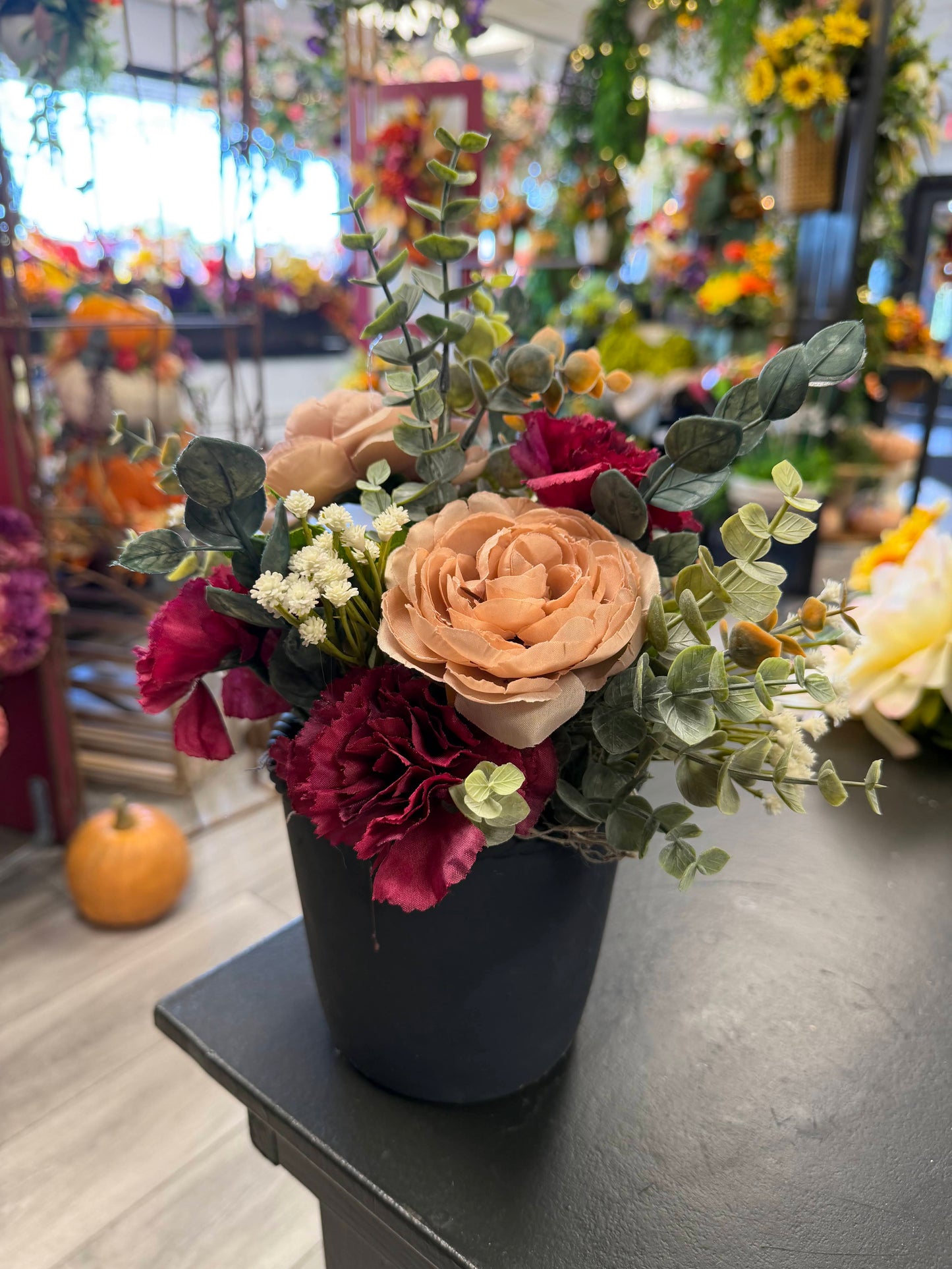 Eucalyptus & Flowers Potted Tabletop Design