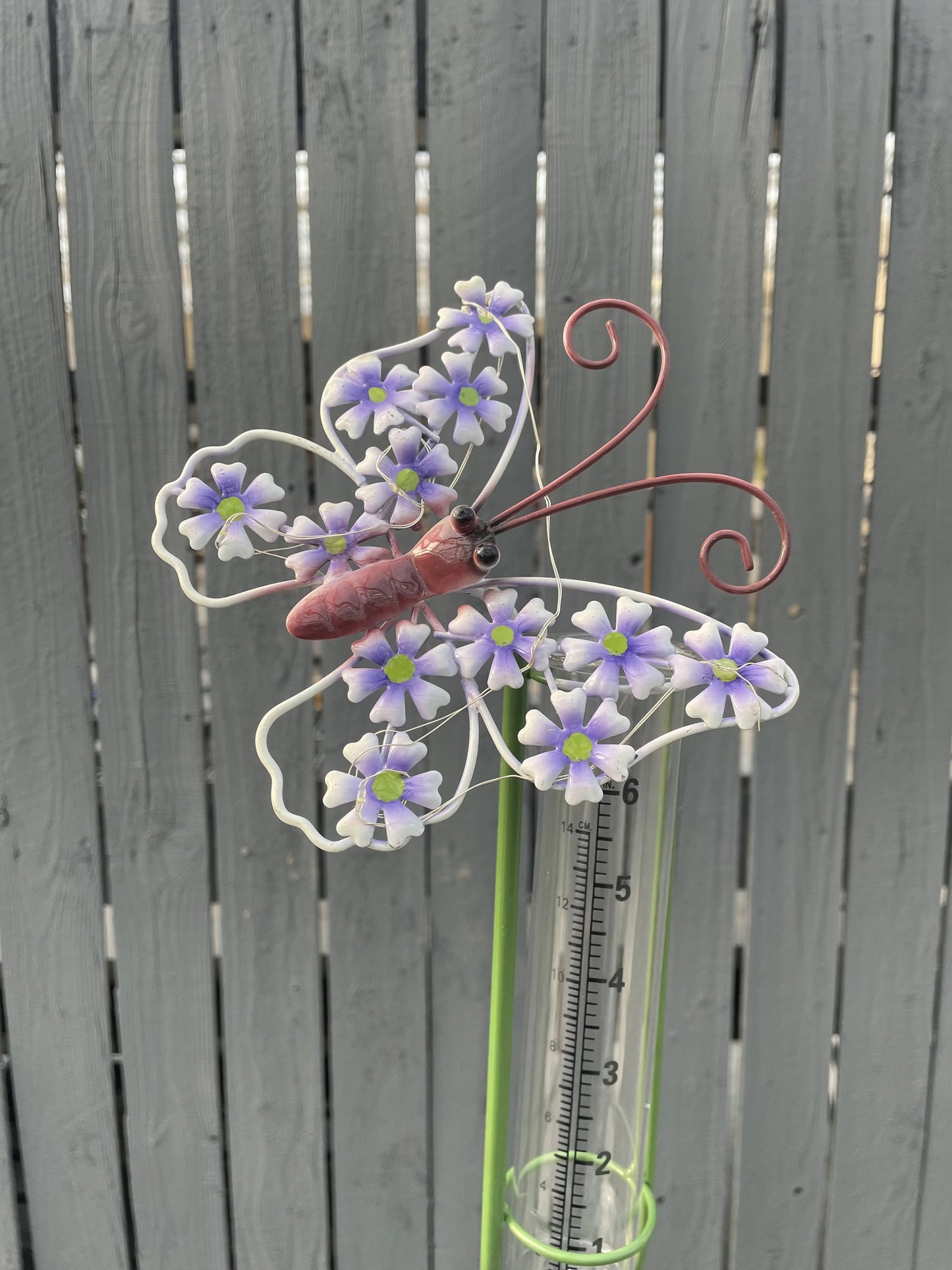 Butterfly Rain Gauge Solar Stake