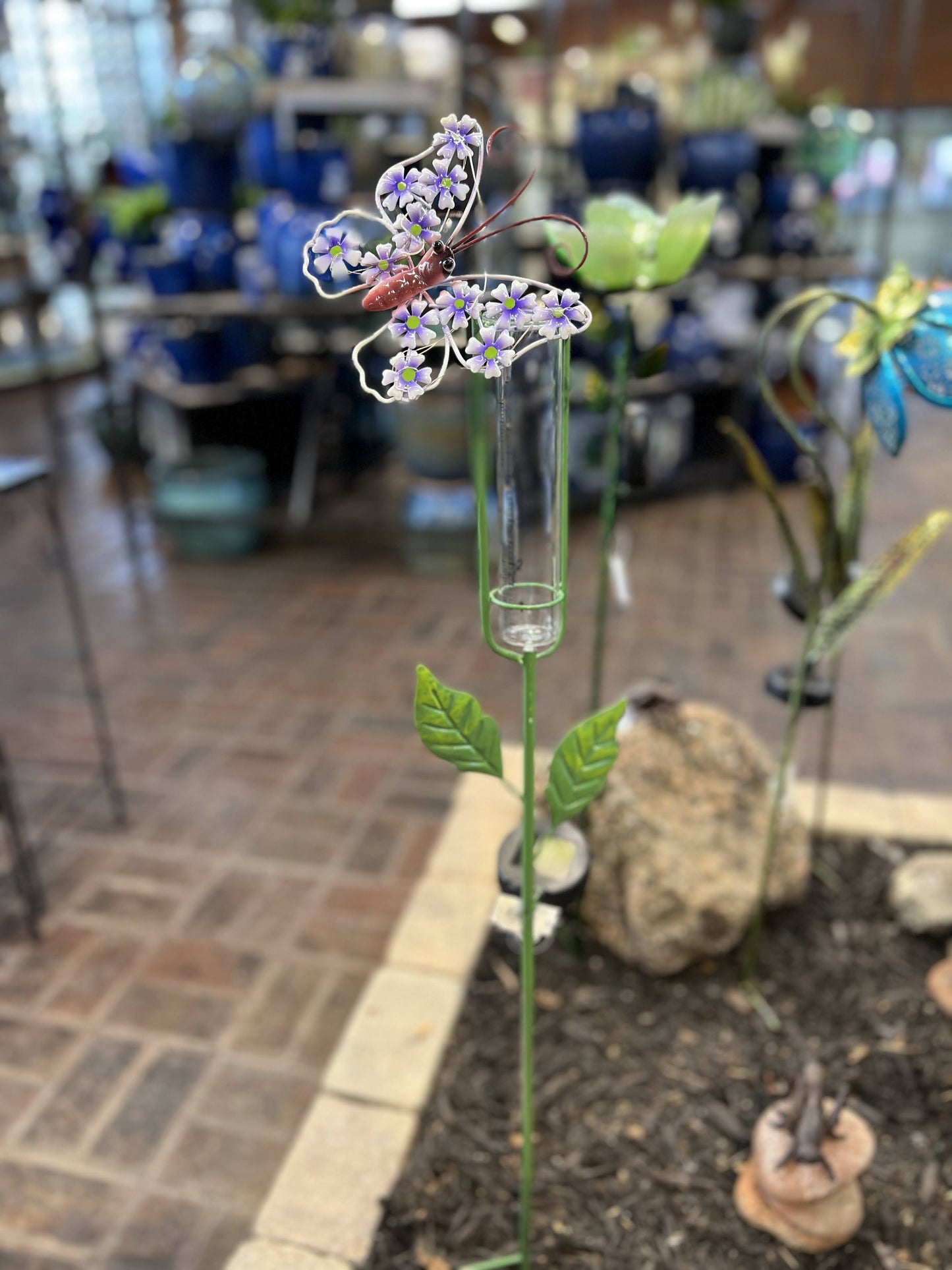 Butterfly Rain Gauge Solar Stake