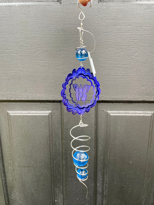 Blue Butterfly Hanging Wind Spinner